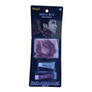Spirit Halloween Mega Bite FX Kit Latex Wound w Adhesive & Blood New